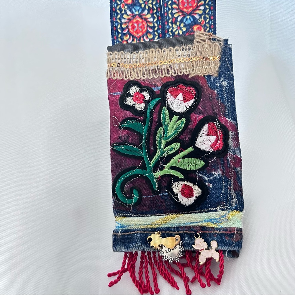Artisan Necklace, Purse, Handmade, Boho, Hippie, Textile, Wallet, OOAK Signed
